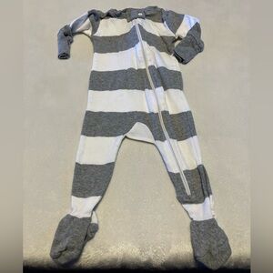 Burt's Bees Baby Gray and White Striped Footie